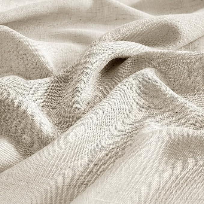 MIULEE Cream Linen Curtains 90 Inch Long 2 Panels for Bedroom Living Room, Soft Linen Textured Window Drapes Semi Sheer Light Filtering Back Tab Rod Pocket Farmhouse Modern Burlap Look Decor