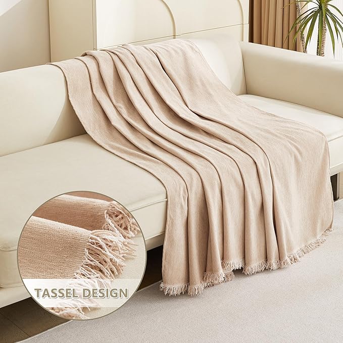MYSKY HOME Oversized Armchair Couch Cover for 1 Cushion Couch, Chair Couch Covers with Tassel, Washable Sofa Protector, Sofa Covers Sofa Throws Sofa Slipcovers Futon Cover for Pet, Kid, 71"X91", Khaki
