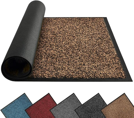 Mibao Front Door Mat, Dirt Trapper Welcome Mat for Outdoor Indoor, Non-Slip Waterproof Doormat, Durable Machine Washable Low Profile Entry Rug for Back Door Outside Patio Porch, 72" x 24", Brown