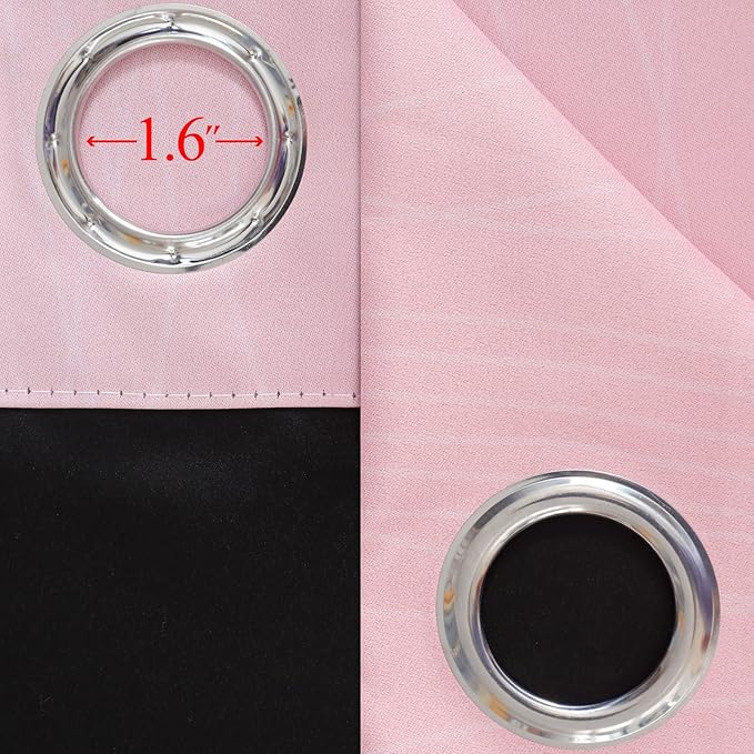 Ombre Pink and Gray Blackout Curtains 96 Inches Long, Full Room Darkening Curtains for Bedroom, Grommet Thermal Insulated Gradient Drapes, Full Light Blocking Curtains 2 Panels,52x96 Inch