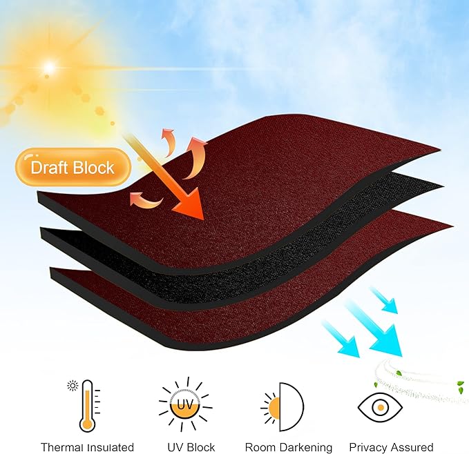 RYB HOME Blackout Cafe Curtains 30 inch Length, Short Light UV Heat Blocking Energy Saving Privacy Curtain Tiers for Basement Bathroom Kitchen Window, Width 29 by Length 30, Burgundy Red, 2 Panels