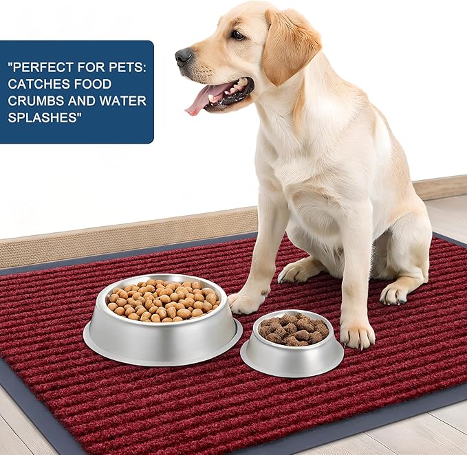 OLANLY Front Door Mat Indoor Outdoor Entrance, Waterproof Heavy Duty Doormat, Fade Resistant, Low Profile, Easy Clean Patio Porch Welcome Floor Mats for Entry, 47x34, Wine Red