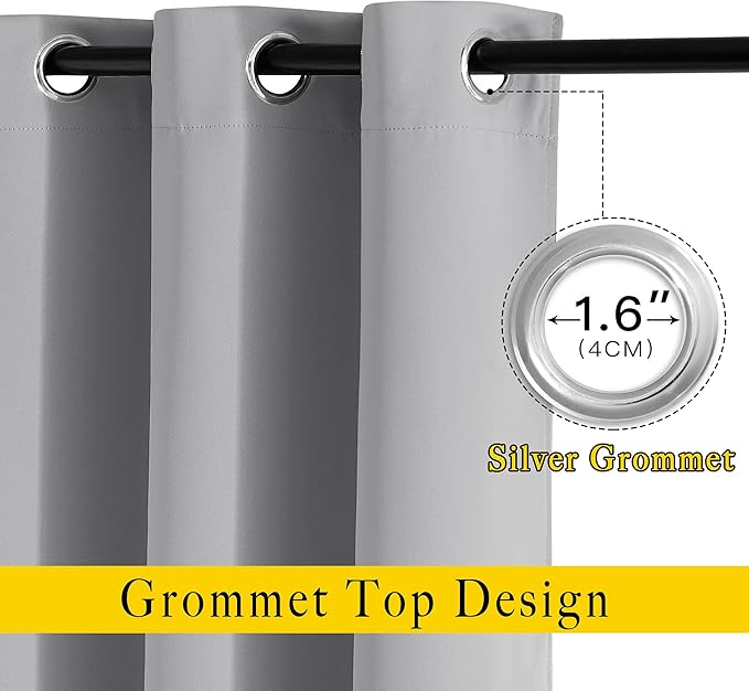 NICETOWN Insulated Blackout Curtains and Drapes - Energy Saving Thermal Insulated Solid Grommet Blackout Draperies for Sliding Glass Door/Patio (1 Pair, W80 x L84, Silver Grey)