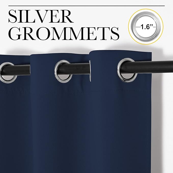 NICETOWN Blackout Draperies Curtains, All Season Thermal Insulated Solid Grommet Top Blackout Curtains/Drapes for Kid's Room (Navy, 1 Pair, 34 x 48 inches)
