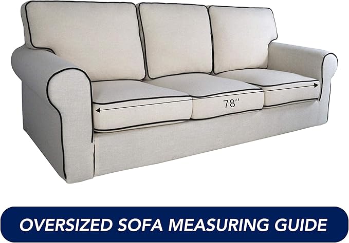 PureFit Super Stretch Sofa Slipcover – Spandex Non Slip Soft Couch Sofa Cover, Washable Furniture Protector with Non Skid Foam and Elastic Bottom for Kids, Pets （Oversized Sofa, Natural）