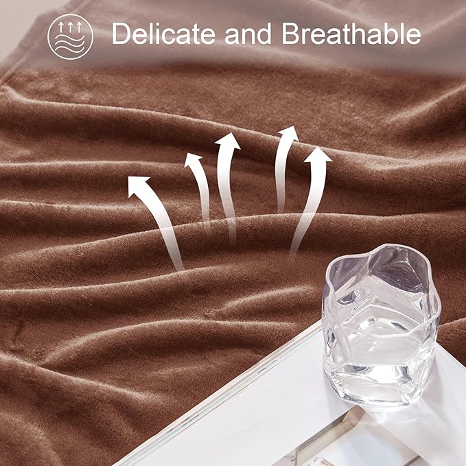 Exclusivo Mezcla Fleece Blanket King Size for Bed, Super Soft and Warm, All Season, Cozy, Plush, Lightweight, 90x104 Inches, Brown