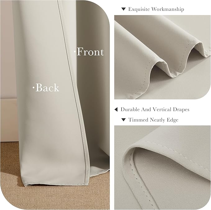 PONY DANCE Short Black Out Curtain Panels for Basement, Small Curtains for Bathroom, Thermal Insulated Tiers for Basement, 34x54 Inch, Cream, 2 Panels
