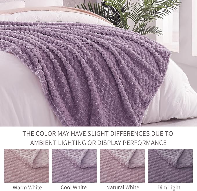 Exclusivo Mezcla Fleece Twin Blanket for Bed, Extra Large Fuzzy Grayish Purple Bed Blankets, Soft Cozy Plush Sofa Throws for All Seasons, 60x80 Inches