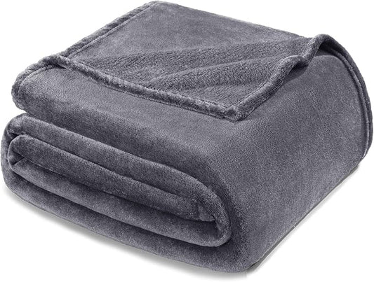 Exclusivo Mezcla Fleece Blanket Twin Size for Bed, Super Soft and Warm, All Season, Cozy, Plush, Lightweight, 90x66 Inches, Dark Grey