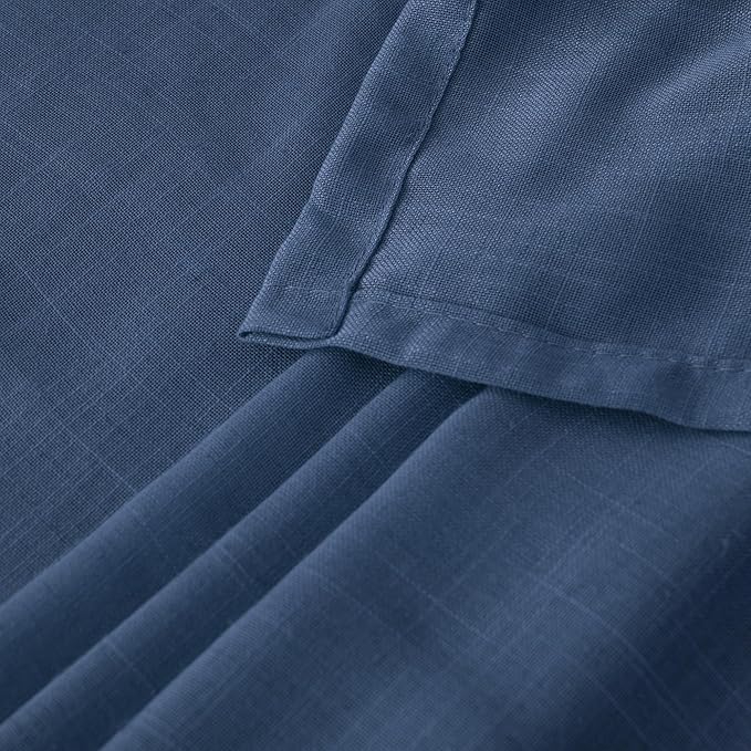 BGment Linen Navy Blue Curtains 96 Inches Long for Living Room 2 Panels Set, Semi Sheer Window Drapes Floor Length Light Filtering for Bedroom Dining with Rod Pocket Lightweight, Each 52 Inch Wide