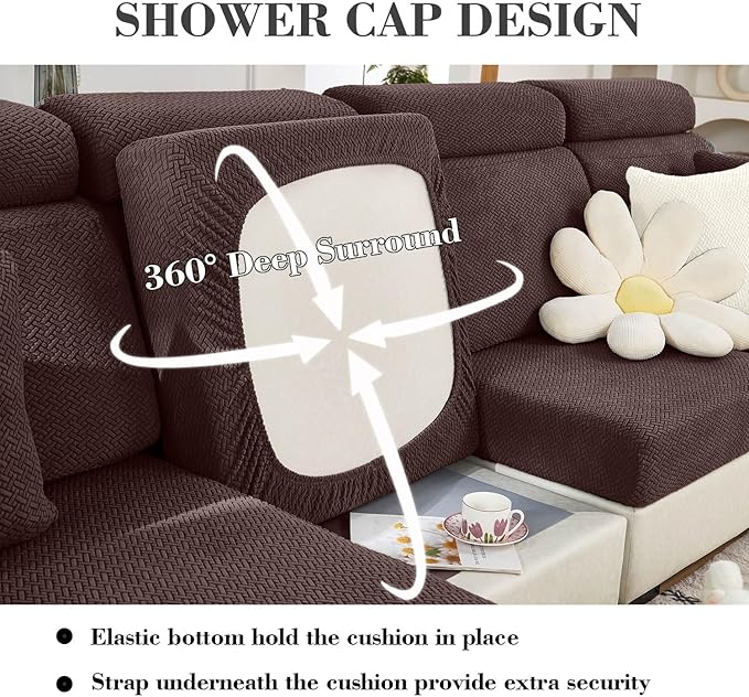 Sofa Covers Couch Covers for Sofa Pet Friendly Couch Cushion Covers Universal Sofa Covers Washable Stretch Slipcovers for Sectional Sofa (Texture Brown, Large Single Seat Cover)