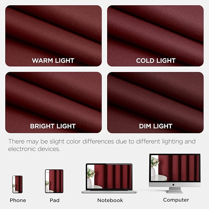 Joydeco Blackout Patio Sliding Door Curtains 96 Inches Long, Grommet Privacy Room Divider Curtains, Extra Wide Thermal Blackout Drapes for Bedroom Living Room (Burgundy Red, 60Wx96L, 1 Panel)