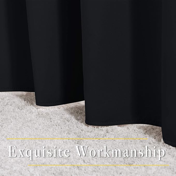 NICETOWN Black Blackout Curtains 40 inch Curtains for Kitchen, Grommet Solid Window Treatments Sound Reducing for Bedroom, 2 Panels, W37 x L40, 2 Panels