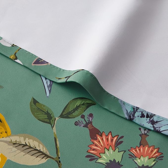 Topfinel Sage Green Small Kitchen Curtains 36 Inch Watercolor Botanical Floral Hummingbird Grommet Thermal Insulating Tier Curtains, for Camper Window Cafe Basement Bathroom Dinning Room,2 Pieces