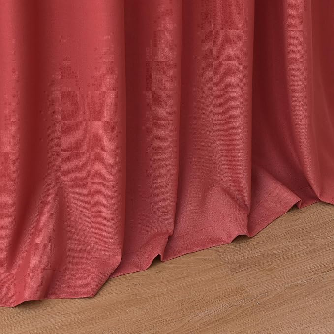 Christmas Red Linen Curtains 108 Inches Long for Living Room Light Filtering Semi Sheer Curtain Back Tab Vintage Neutral Rustic Home Decor Floor to Ceiling High Window for Bedroom 52x108,2 Panels