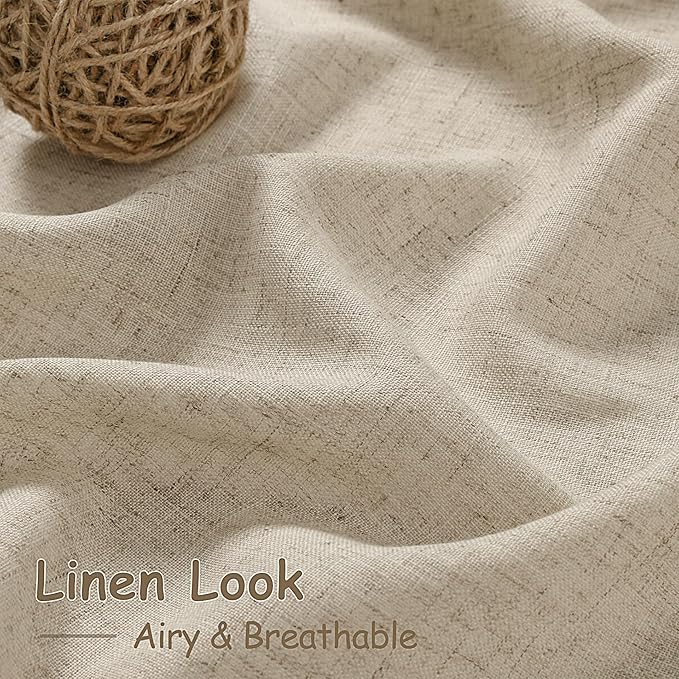 Taupe Burlywood Linen Curtains for Living Room 94 Inches Long Light Filtering Semi Sheer Curtain Back Tab Rustic Luxury Neutral Modern Farmhouse Decor Drapes for Bedroom Dinner Room 52x94, 2 Panels