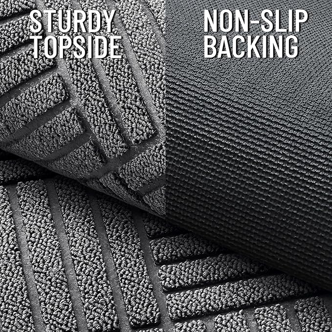 OLANLY Front Door Mat Outside Entrance 47x23, Absorbent, Heavy Duty Sturdy Natural Rubber Doormat Indoor Outdoor, Stain and Fade Resistant, Non-Slip Low Profile Floor Mat for Entryway, Grey Diamond