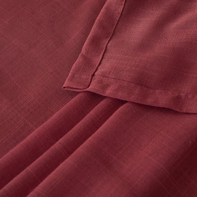 BGment 96 Inches Long Linen Curtains for Living Room, Semi Sheer Burgundy Window Drapes Textured for Bedroom Dining Light Filtering with Rod Pocket Lightweight, 2 Panels, Each 52 Inch Wide
