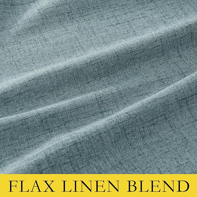 NICETOWN 100% Absolutely Blackout Linen Curtains with Thermal Insulated White Liner, Skylark Blue, 42 inches Wide, 84 inches Length Energy Saving Curtains for Living Room 2 Panels Set, Vertical Blinds