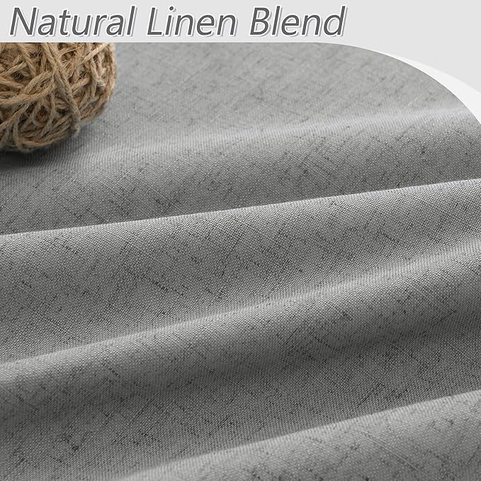 Guken 100% Blackout Linen Curtains 80 Inch Length 2 Panels Set for Living Room Bedroom Back Tab Thermal Insulated Black Out Linen Drapes Room Darkening Window Curtains,Dark Grey