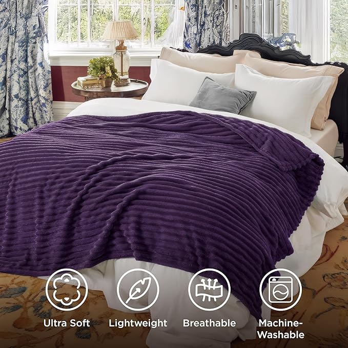 Bedsure GentleSoft Purple Fleece Blanket for Couch - Super Soft Cozy King Blankets for Women, Cute Small Blanket for Girls, 108x90 Inches