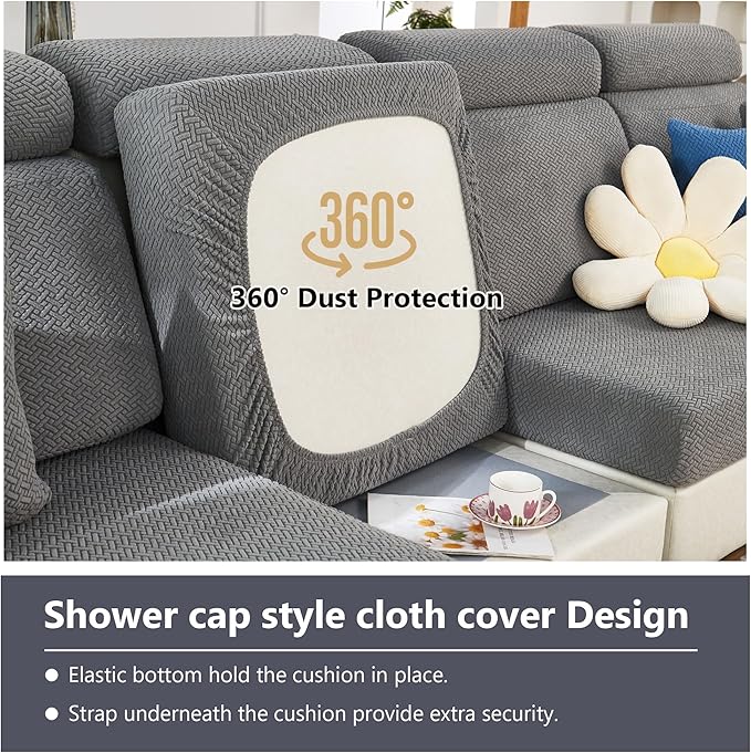 Couch Cushion Covers for Sofa Couch Covers Wear-Resistant Universal Sofa Cover Washable Stretch for Sectional Slipcovers (Texture-Blue,Back Cover L)