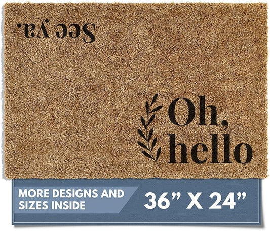 Barnyard Designs Doormat Welcome Mat for Outdoors, Large Front Door Entrance Mat, Brown (Oh Hello, 36x24)