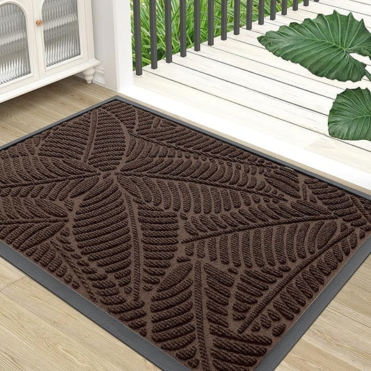 Colorxy Waterproof Doormat, Sturdy Natural Rubber Front Door Mats, Non Slip Low Profile Indoor Outdoor Entrance Mat, Stain Resistant Easy Clean Floor Mat for Patio or Entryway, 59''x20'', Dark Brown