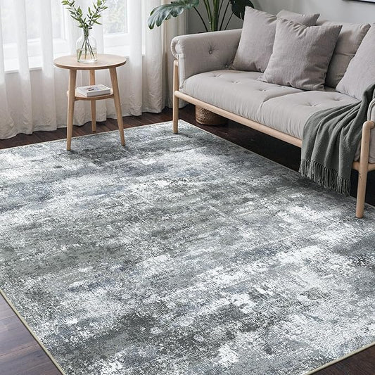 BEIMO Area Rugs 6x9 for Living Room Bedroom, Modern Abstract Machine Washable Rug, Large Soft Low Pile Floor Carpet with Non Slip Backing for Dining Room, Silver Grey