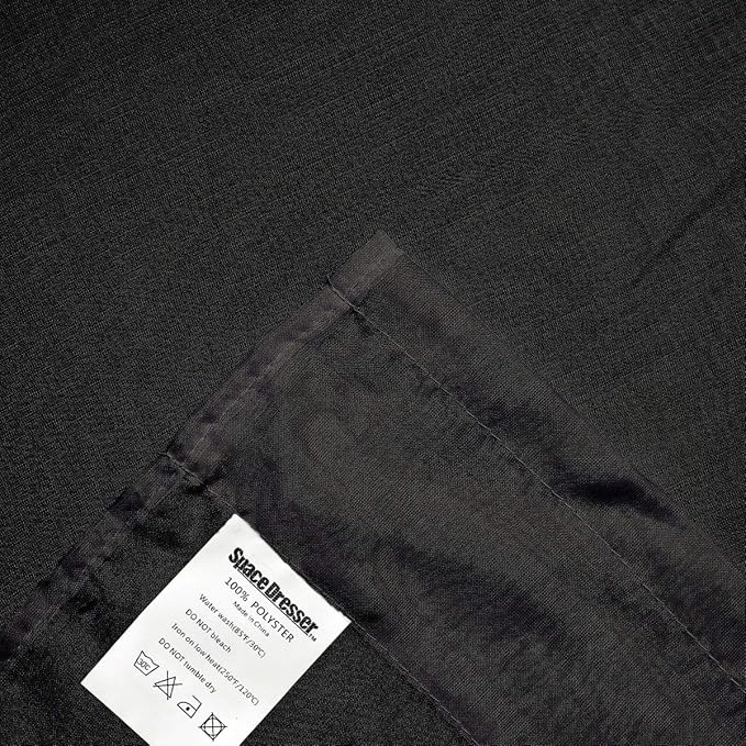 SpaceDresser Sheer Voile Window Treatment Rod Pocket Curtain Panels for Kitchen Bedroom Living Room Drapes Sunlight Filtering Privacy Semi Home Decor Assorted (Black, 52 W x 84 L)