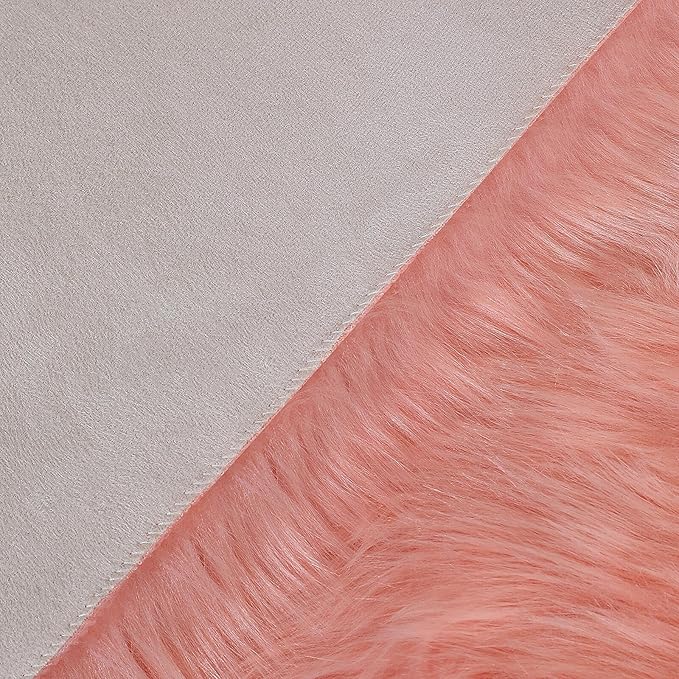 linmopm Faux Fur Rug Sheepskin Shag Fluffy Fuzzy Pink 3x3 ft Rugs for Bedroom Bedside Bed Floor Living Room Plush Round High-Density Cushion Carpet Super Sofa Cover