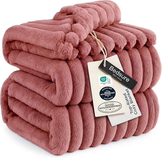 Bedsure GentleSoft Dusty Pink California King Size Blanket for Bed - Cozy Soft Blankets for Women, Cute Small Fleece Throws for Girls, Birthday Gifts for Women, 102x96 Inches