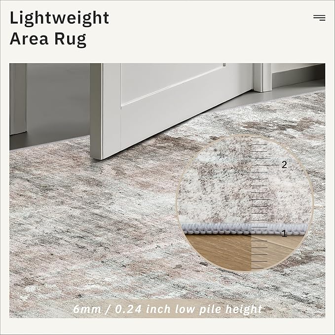 Runner Rug 2x12 Washable Non-Slip Hallway Runner Rugs for Kitchen Bathroom Laundry Room Pink/Grey Vintage Floor Carpet Runners for Hallways Entryway