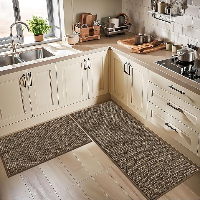 BEQHAUSE Kitchen Runner Rugs 24"x72", Non-Slip Kitchen Mats for Floor, Super Absorbent and Stain Resistant Kitchen Rug, Machine Washable Rugs for Kitchen, Hallway, Laundry & Sink, Brown
