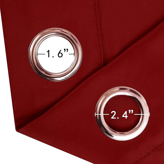 LEMOMO Dark Red Thermal Blackout Curtains/52 x 95 Inch/Set of 2 Panels Room Darkening Curtains for Bedroom