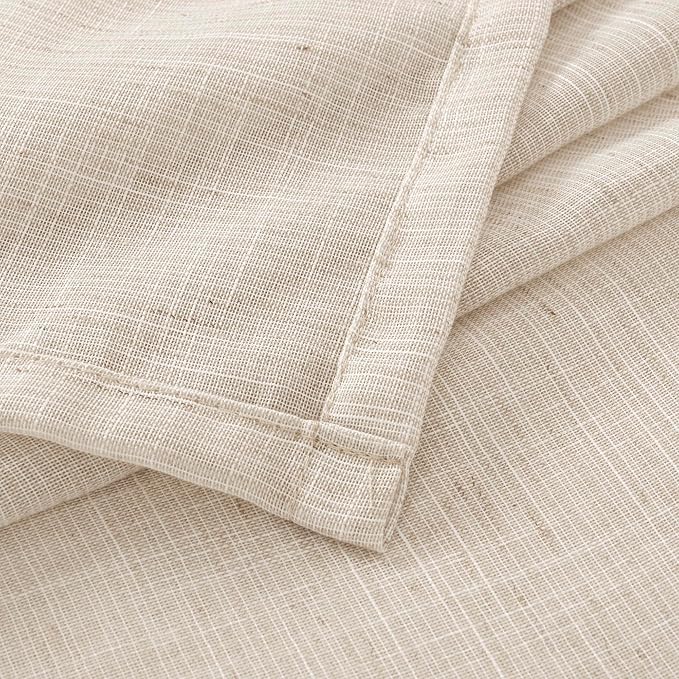 BGment Linen Curtains 96 Inches Long for Living Room, Oatmeal Window Drapes Rustic Country Textured for Farmhouse Beroom Dining Room Decor Rod Pocket Lightweight, 2 Panels Set, Each 52 Inch Wide