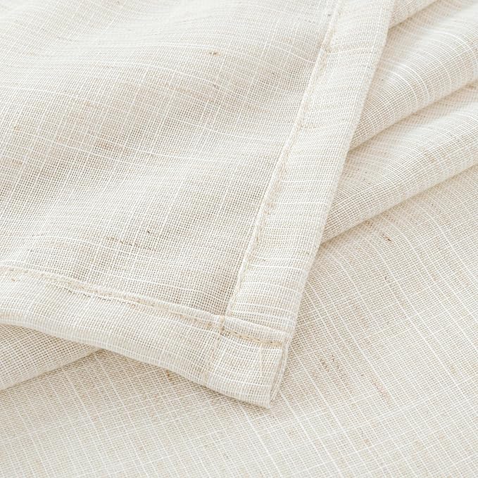 BGment Linen Curtains 36 Inch Length for Small Window Over Sink - Half Drapes Natural Semi Sheer with Rod Pocket for Kitchen Bathroom, 2 Panels Set, 30 X 36 Inch
