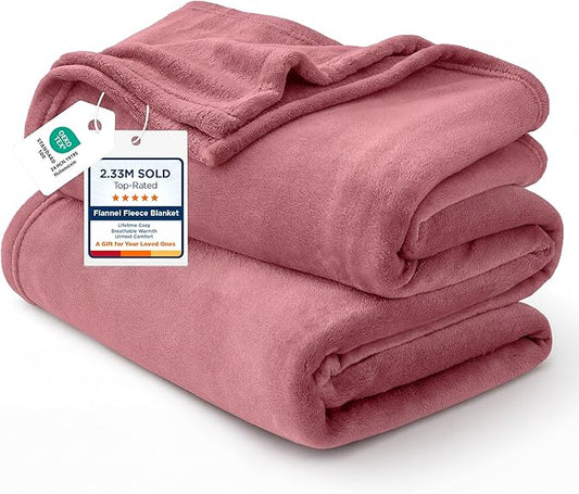 Bedsure GentleSoft Fleece Blankets Twin Size Dusty Rose - 300GSM Lightweight Plush Fuzzy Cozy Soft Blanket for Bed, Sofa, Couch, Travel, Camping, 60x80 inches