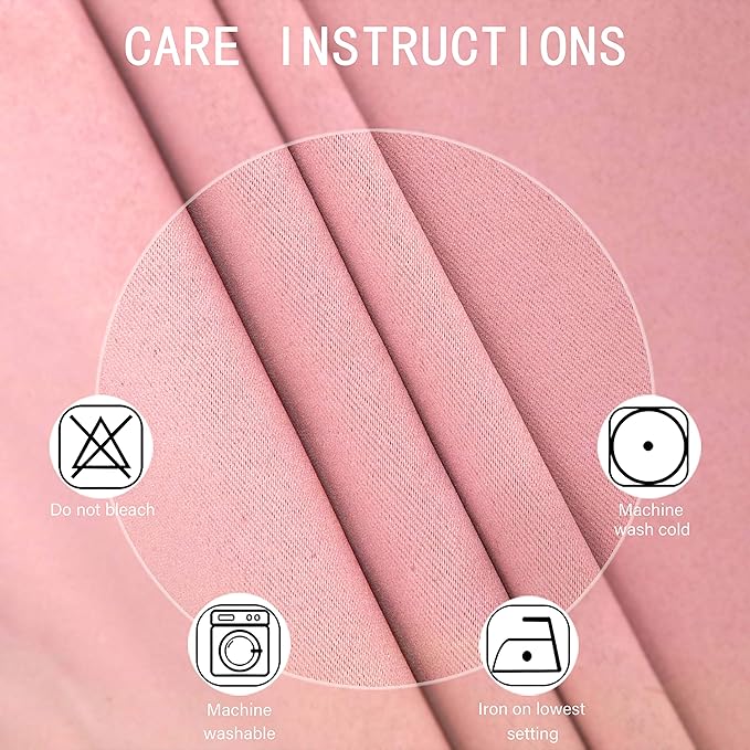 LEMOMO Baby Pink Bedroom Blackout Curtains/52 x 84 Inch Long/Set of 2 Curtain Panels/Thermal Insulated Room Darkening Curtains for Bedroom