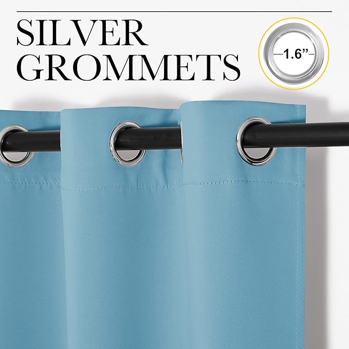 NICETOWN Teal Blue Blackout Curtains 96 inches Length for Living Room, 2 Panels, 55" Wide, Thermal Insulated Long Drapes for Large Window