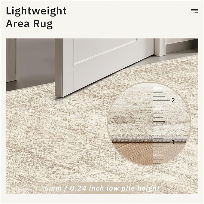 Runner Rug 3x6 Washable Non-Slip Kitchen Runner Rugs for Bathroom Laundry Room Beige Vintage Floor Carpet Runners for Hallway Entryway