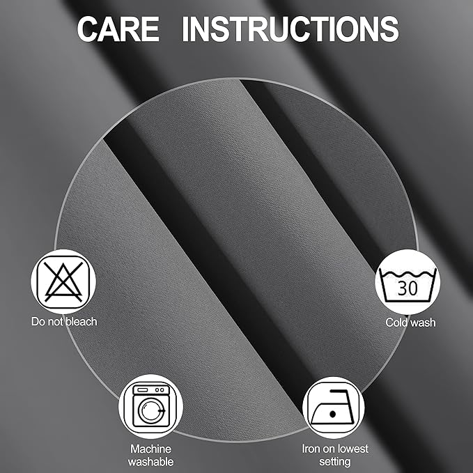 LEMOMO Frost Grey Blackout Curtains, 42 x 54 Inch Length, Set of 2 Panels, Grommet Bedroom & Living Room Curtains