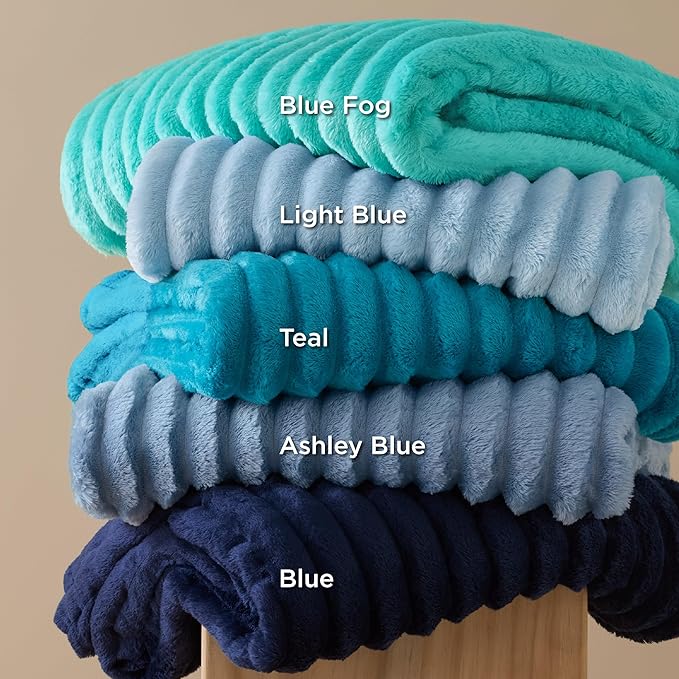 Bedsure GentleSoft Blue California King Size for Bed - Cozy Soft Blankets for Women, Cute Small Fleece Throws for Girls, Birthday Gifts for Women, Blue Fog, 102x96 Inches