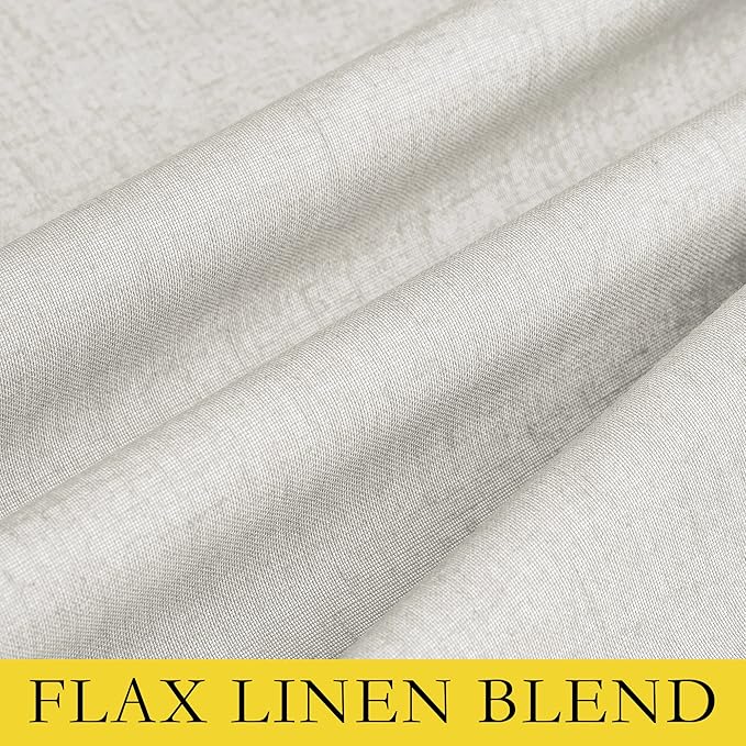 NICETOWN Extra Long Linen 100% Blackout Curtains 120 inches Length 2 Panels Set with Thermal Insulated Liners, Ivory, 62" Width, Farmhouse Style Window Draperies for Patio Sliding Glass Door