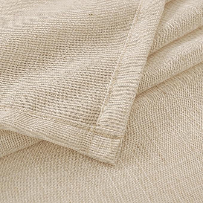 BGment Long Linen Curtains 102 Inch Length for Living Room Window, Semi Sheer Natural Textured Drapes for Bedroom Dining Farmhouse Decorative Rustic Rod Pocket Lightweight, 2 Panels, Each 52 Inch Wide