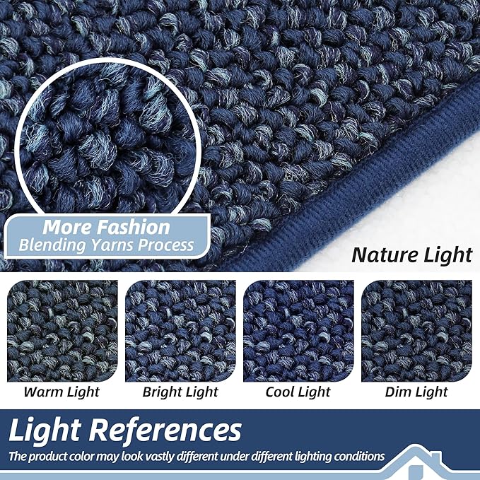 BEQHAUSE Kitchen Runner Rugs 20"x48", Non-Slip Kitchen Mats for Floor, Super Absorbent and Stain Resistant Kitchen Rug, Machine Washable Rugs for Kitchen, Hallway, Laundry & Sink, Blue