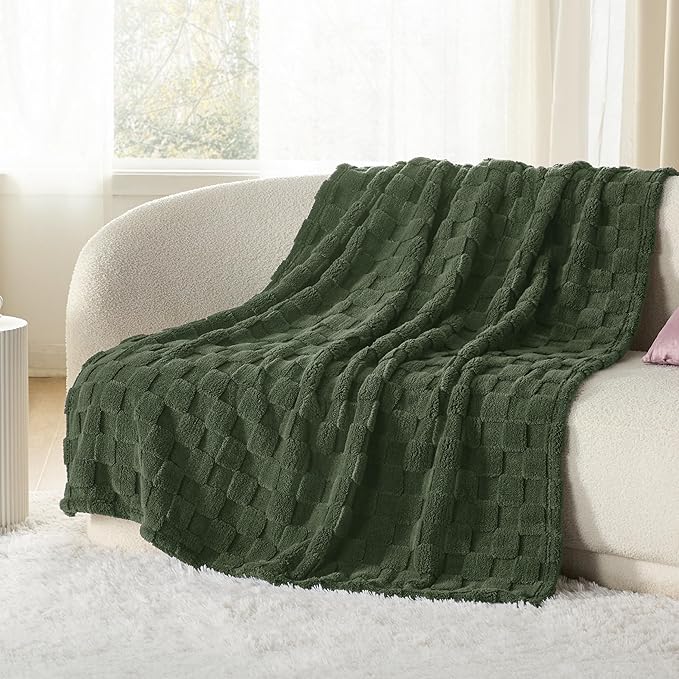 Bedsure GentleSoft Twin Blanket for Bed Bronze Green - Super Soft Cozy Spring Blankets for Kids Girls, Cute Fuzzy Fleece Throws for Bedroom Couch, 60x80 Inches