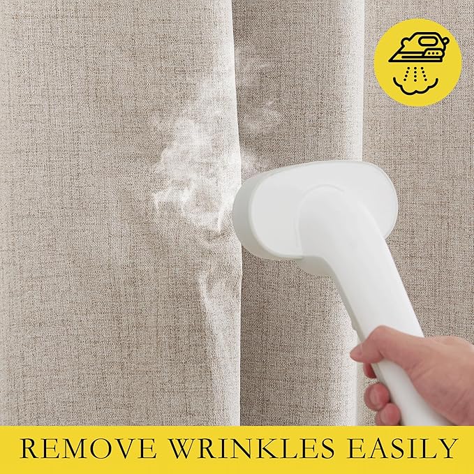 NICETOWN Oatmeal Bedroom Full Blackout Linen Curtain Panels Set of 2, 52" by 72", Thick Insulated Classic Grommet Blackout Draperies with White Thermal Insulated Liner for Windows