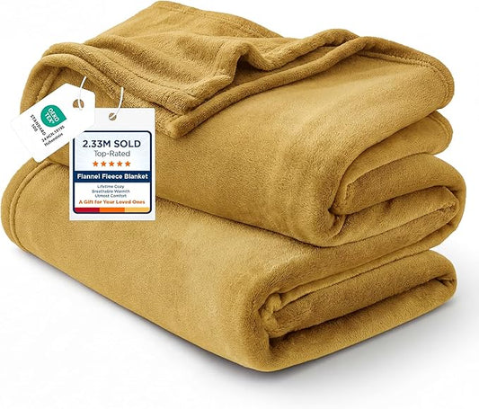Bedsure GentleSoft Fleece Blankets King Size Gold Yellow - Bed Blanket Soft Lightweight Plush Cozy Fuzzy Luxury Microfiber, 108x90 inches