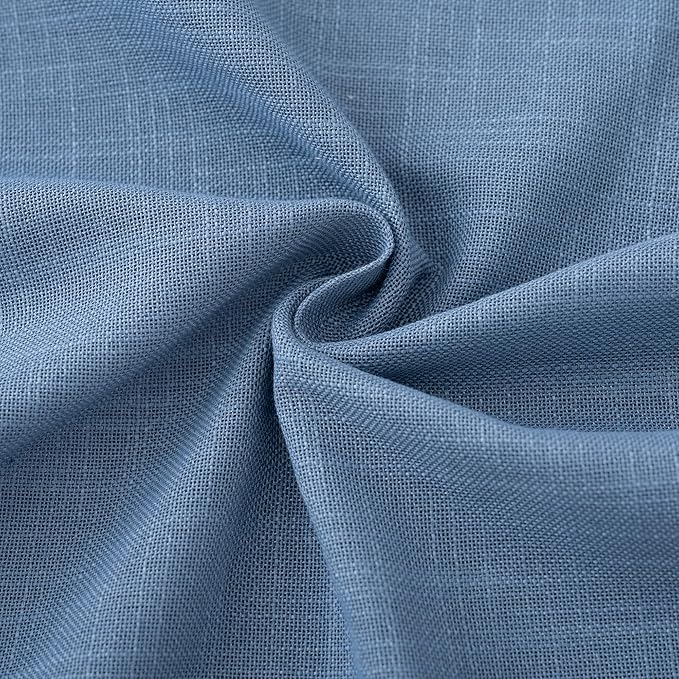 Denim Blue Curtains for Living Room Back Tab Modern Farmhouse Semi Sheer Blue Curtains 92 inches Long 2 Panels Set Muted Neutral Window Curtain for Dining Room Bedroom 52x92